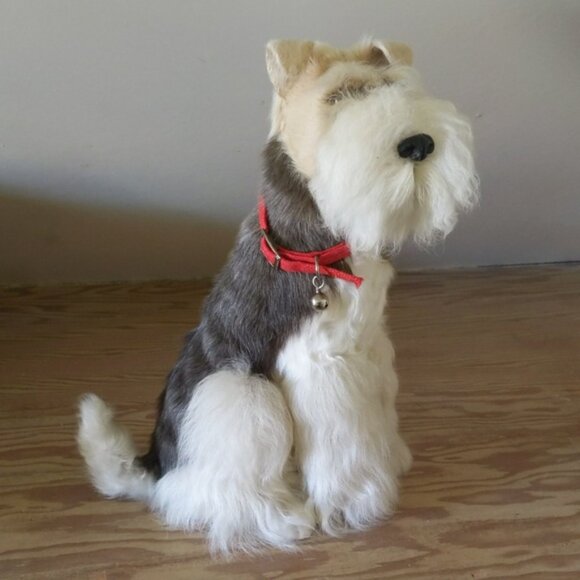 Schnauzer dog décor figurine with soft fur - Picture 2 of 6